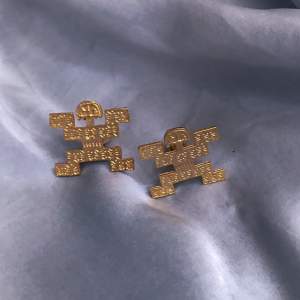 Goldplated Cuff Links Precolombian Jaguar Motif Handcrafted in Colombia
