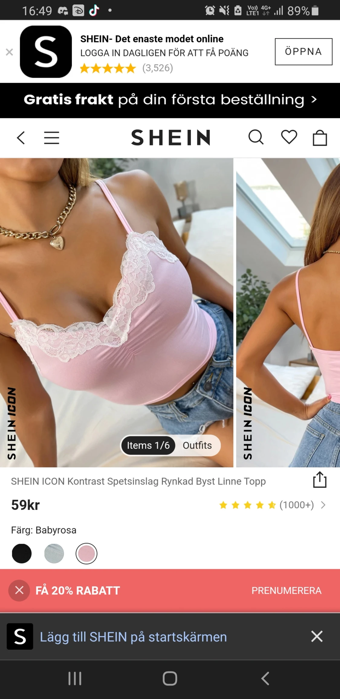 Brunt linne med spets