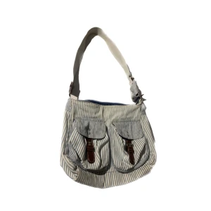 Randig väska - Blå/vit randig väska, skriv för mått