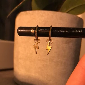Blixt örhängen - Söta blixt örhängen, köpta på Edblad. Ena har tappat sin ”plupp” så den är ej original annars bra skick. Org pris 299kr. Säljer då jag har börjat använda silver smycken. 