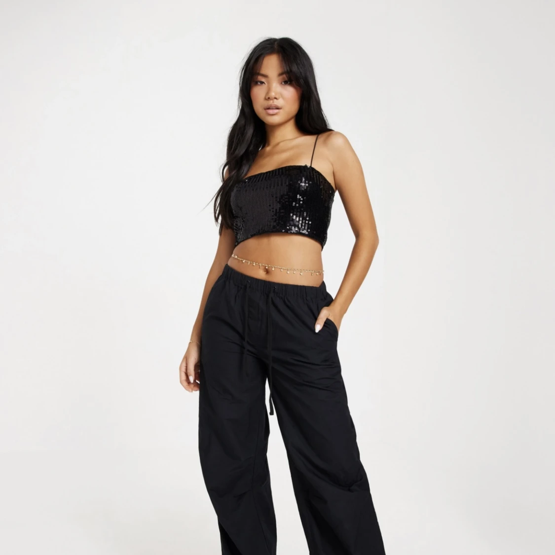 Svart glittertopp - 91