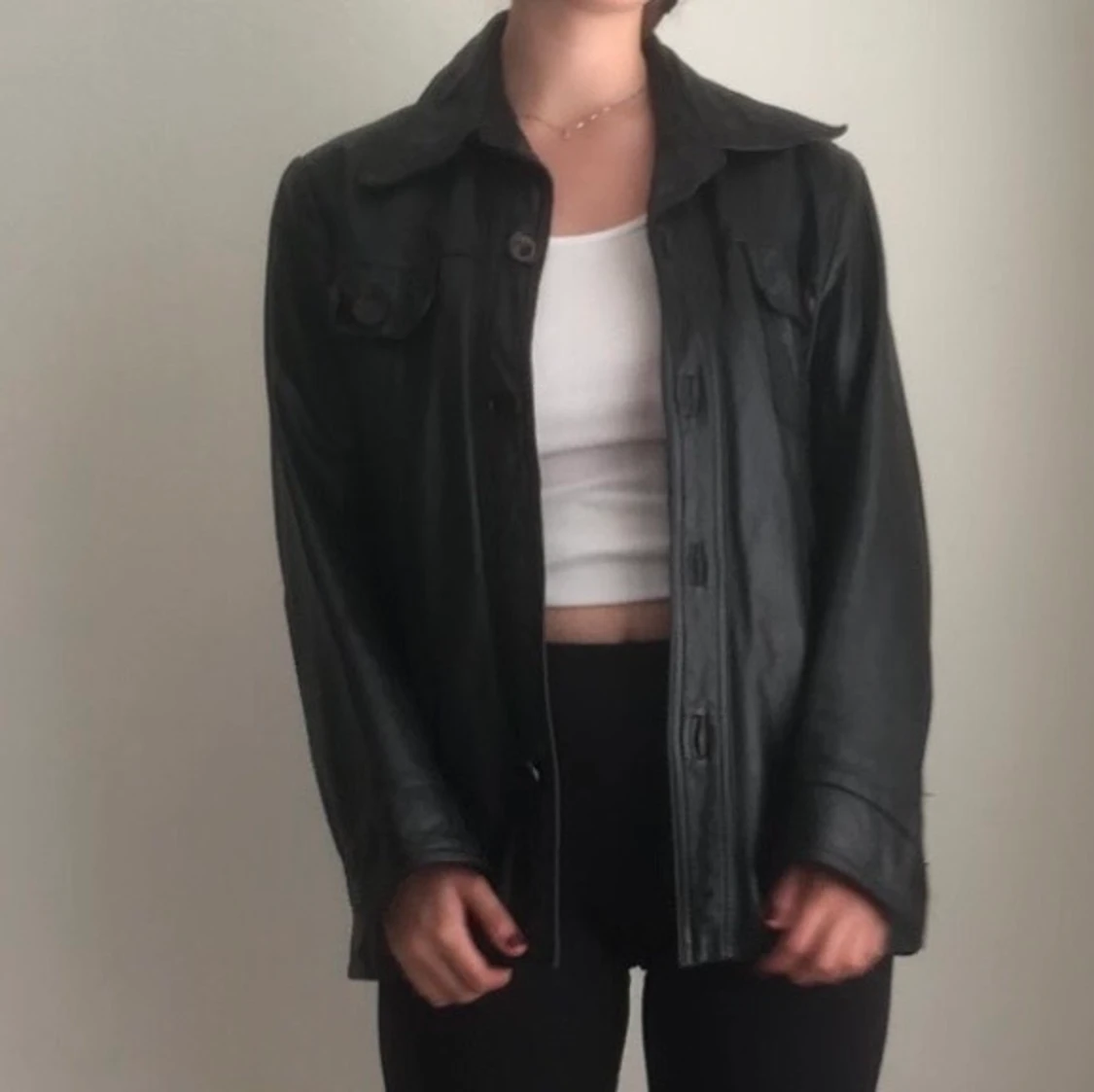 Läderjacka, svart - 90