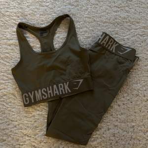 Gymshark set i grönt storlek xs Bra skick Ganska korta i benen, Är under 160 och de passar bra