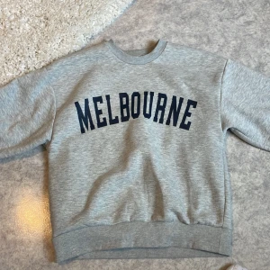 Grå sweatshirt med text - Använd men fortfarande bra kvalite. Storlek xs Köpare står för frakt. Bild på paketet skickas innan leverans och betalning!