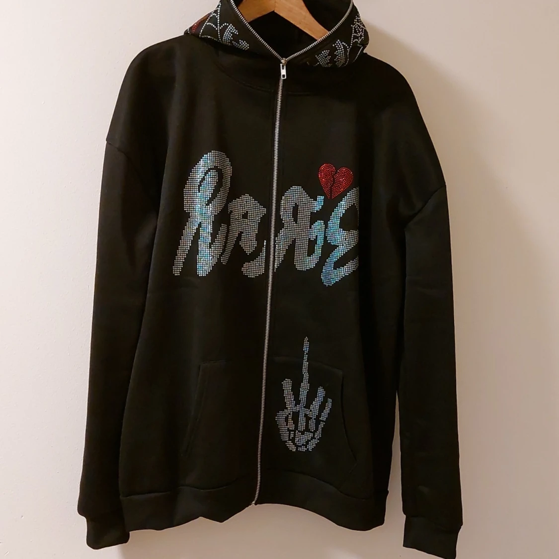 Rhine stone hoodie 3Rare Storlek L - 90