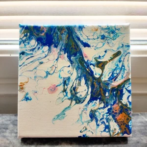 Målning tavlor canvas - Painting canvas with the pouring method. 15x15 cm