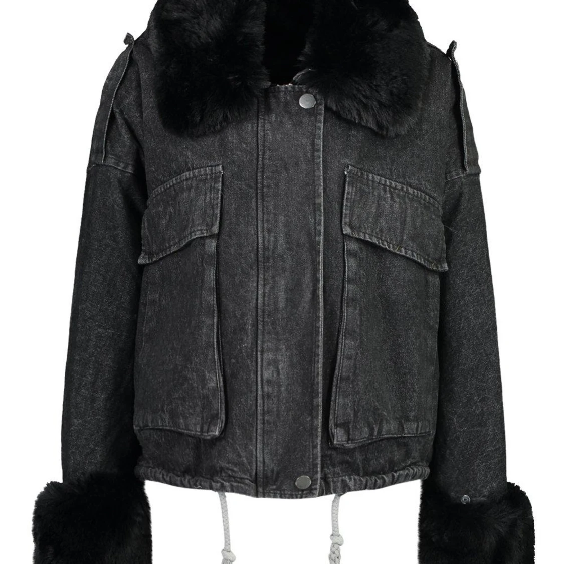 Oversize Jeansjacka med päls 