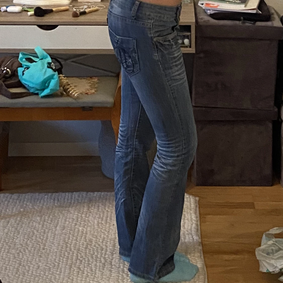 Denim lågmidjade jeans💙 - 91