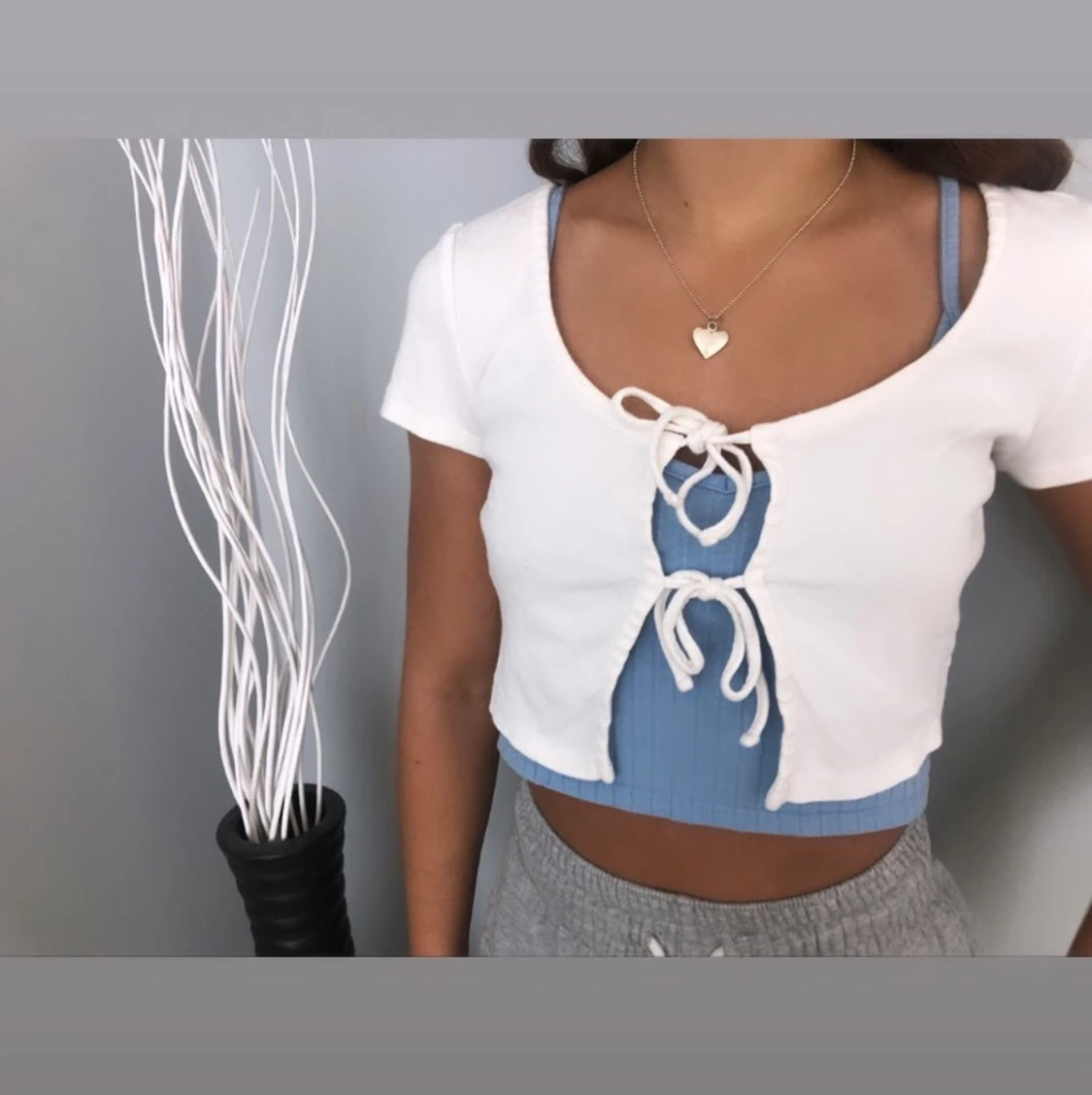 T-shirt väst, blåt linne 
