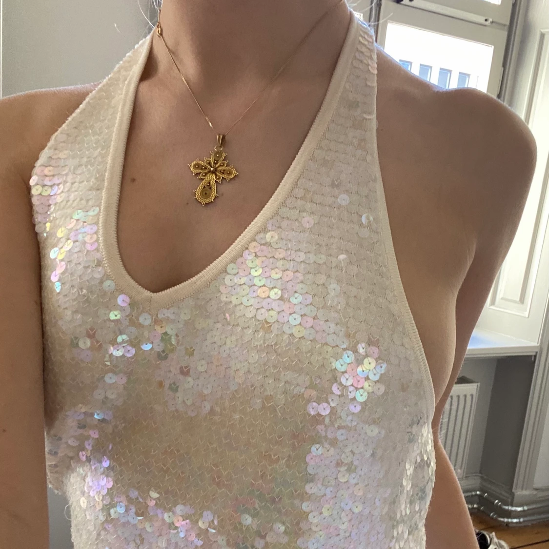 Paljett topp! ÖPPEN RYGG - 90