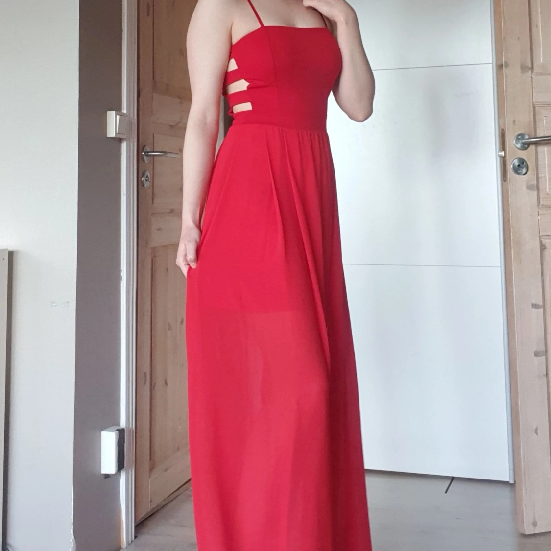 Röd långklänning