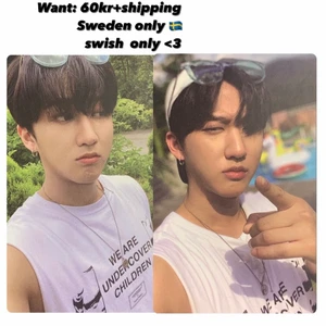 Straykids changbin photocard - Hej! Säljer denna changbin double sided pc från noeasy era för 60kr + frakt! Säg till om du vill ha närmre bilder på pcn <3 