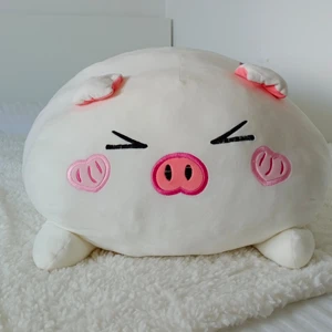 Nalle - En urgullig 150cm lång Gris plushie. Längden plus breden gör det möjligt för även vuxna och små barn att kunna sitta och ligga på den. På ena sidan utav grisen står det ett kinesiskt ordspråk (världen är bra stor, men så länge vi har varan har vi allt)🐷🐷