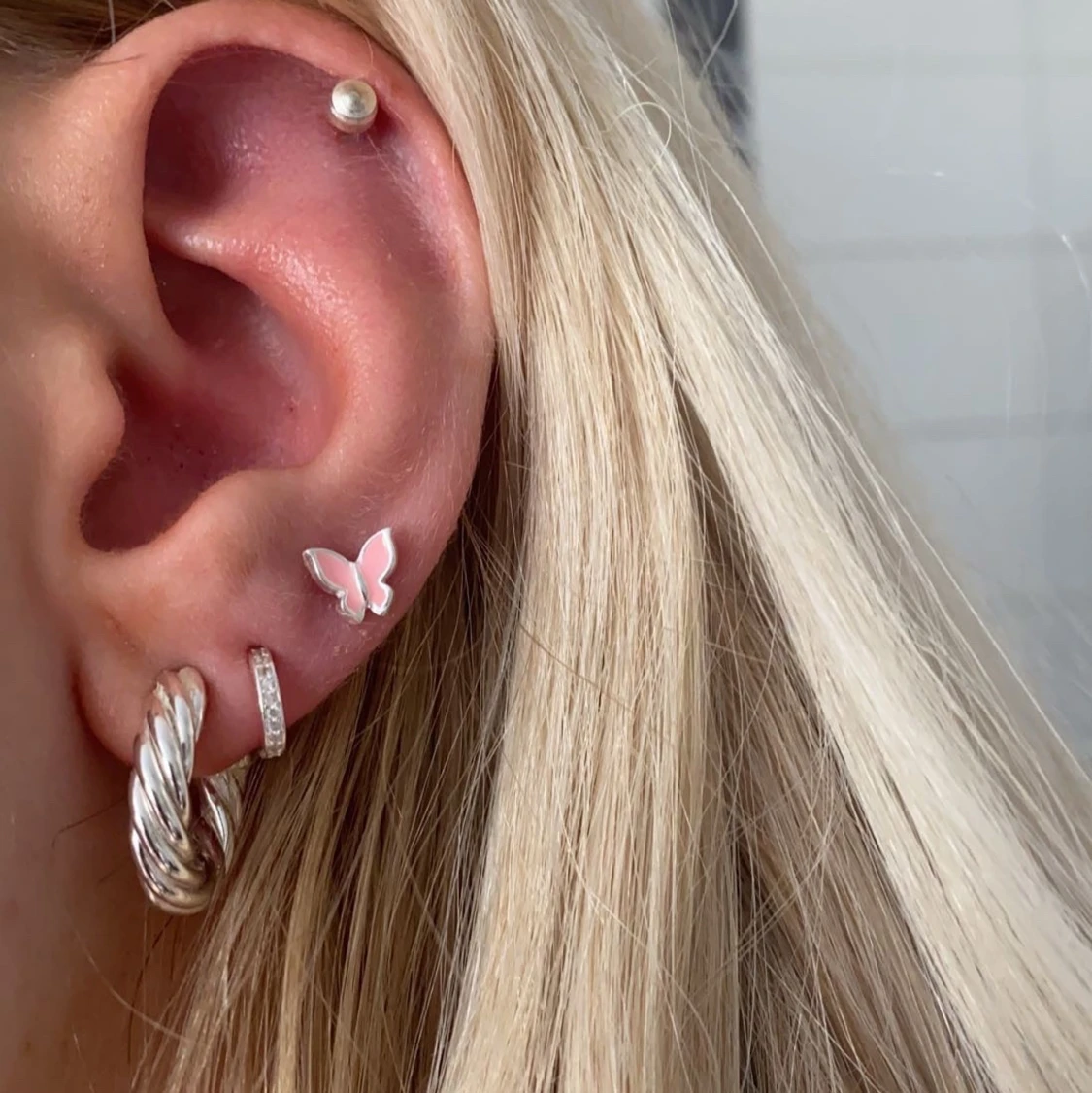 Rosa Fjärilsörhängen 