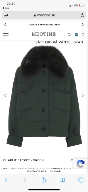 Byte meotine - Hej undrar om någon vill byta denna gröna meotine jackan i storlek XS/S mot en annan färg, säljer ej