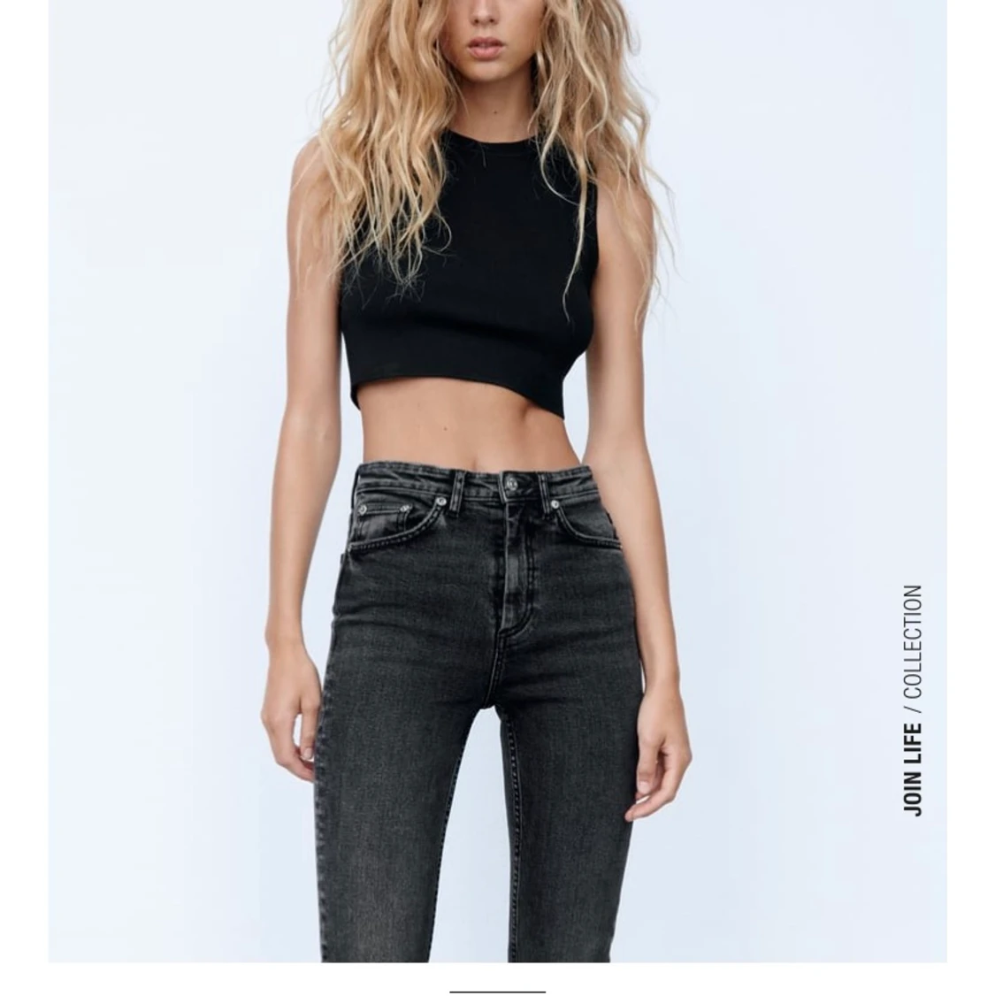 Gråa Zara jeans med slits