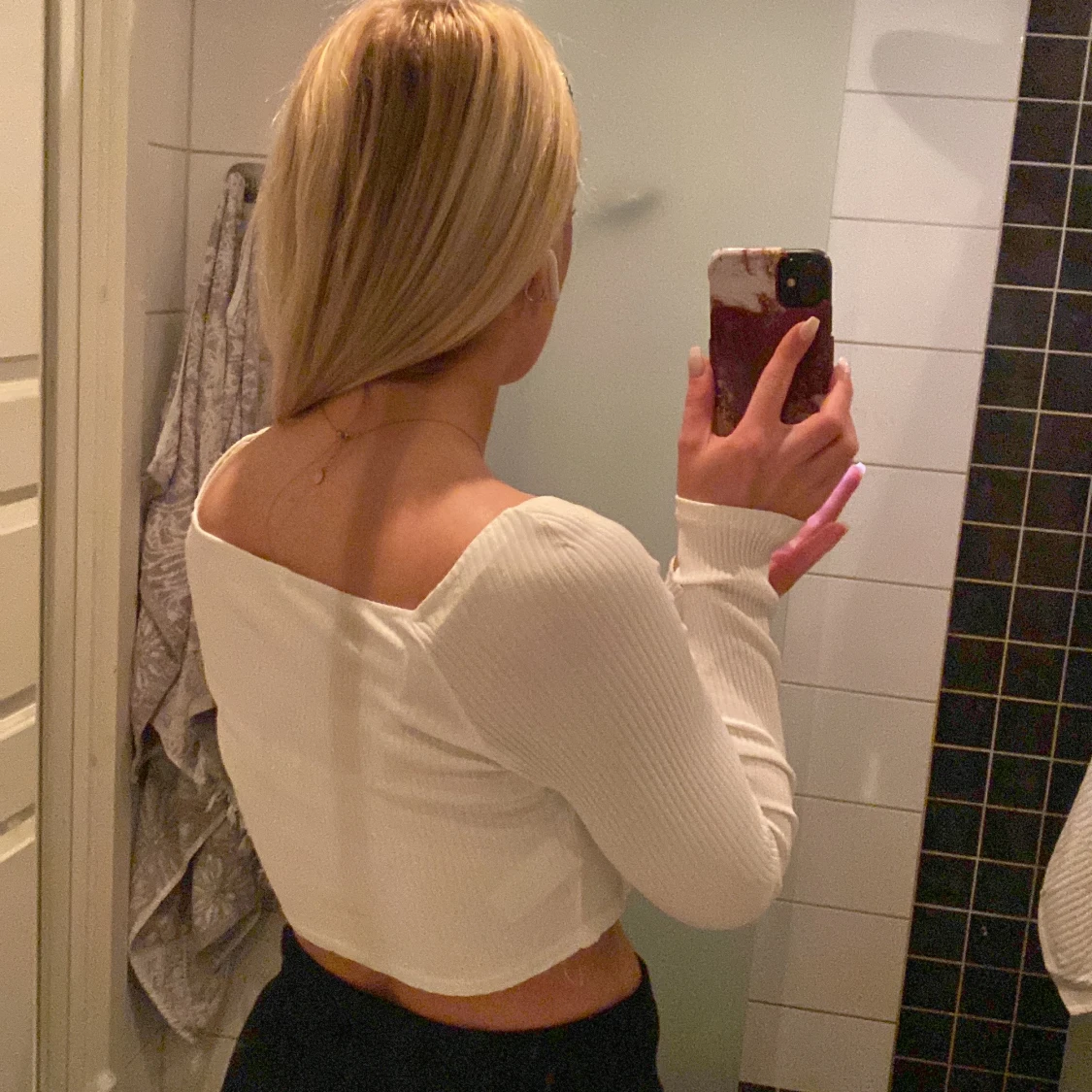 Vit ribbad tröja  - 90