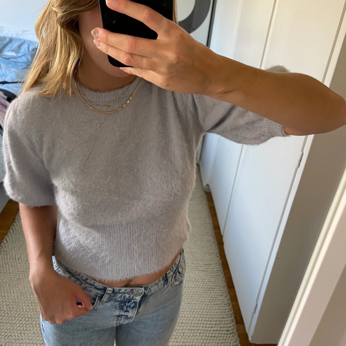 Stickad fluffig lila tröja från Zara