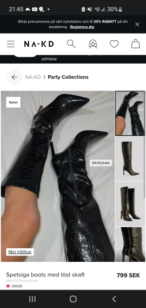 Svarta boots från NA-KD  - Ett par svarta stövlar från NA-KD i nyskick, endast använda en gång och finns inget att anmärka på. Storlek 36.   Kan hämtas i Uppsala Ultuna alt Centrala Uppsala eller skickas mot porto.