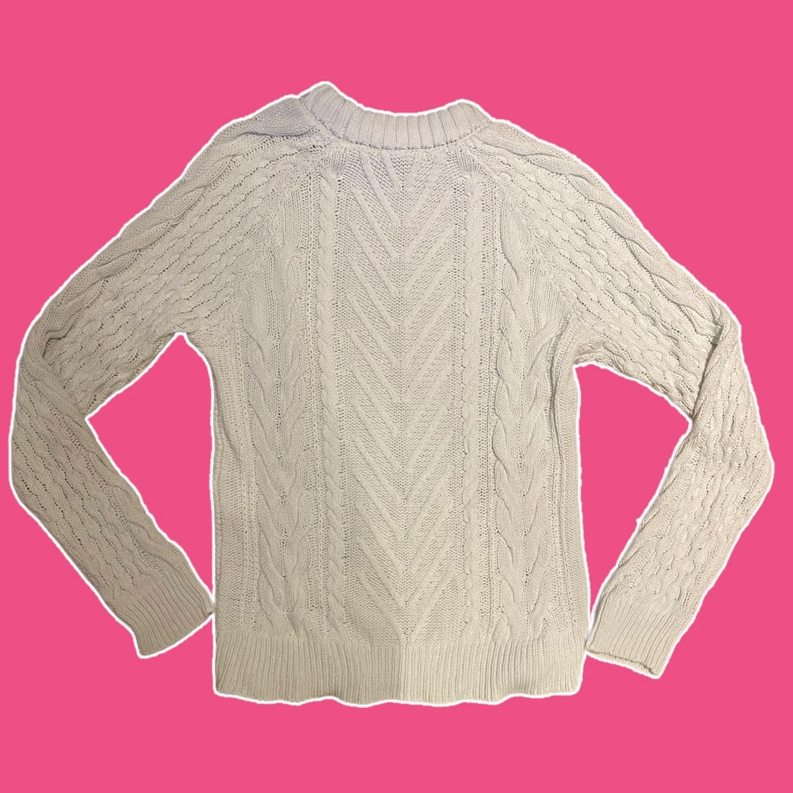 Vit kabelstickad tröja - 90