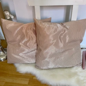 Nya chrome 2st kuddar med innerkuddar Nude rosa metallic - Super snygga design kuddar nuderosa metallic med innerkuddar. Mått 55cm. Inköpta på nätet. Nypris 299:- st