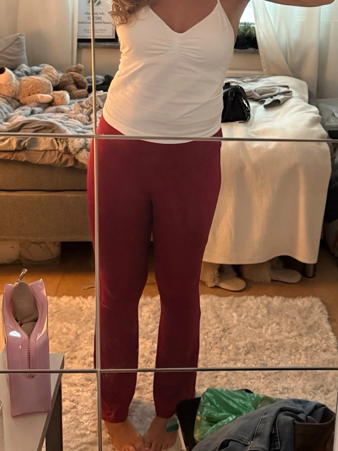 Vinröda bootcut byxor - 1