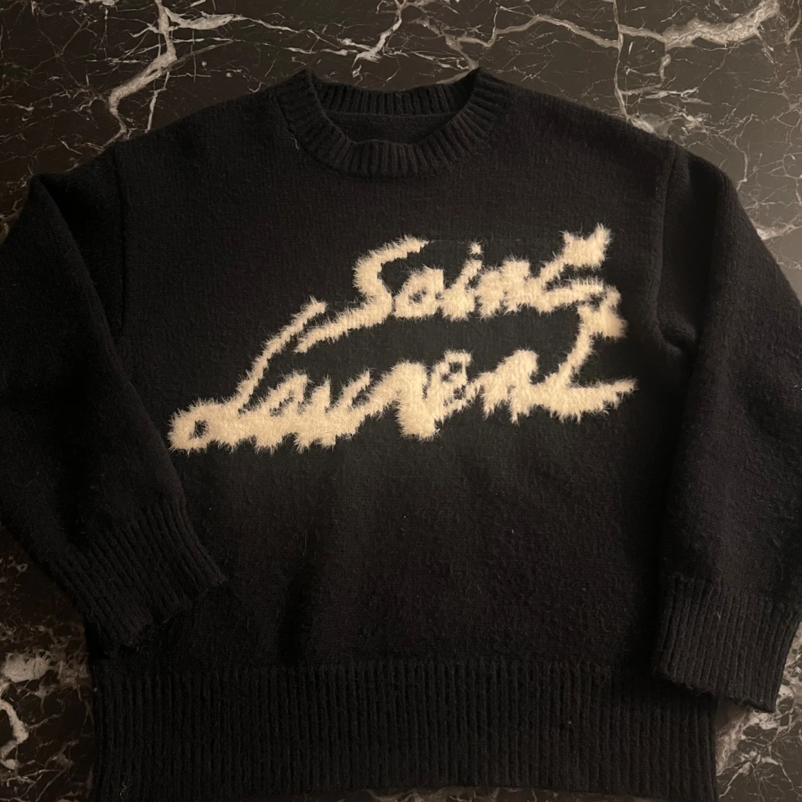 Svart Saint Laurent stickad tröja