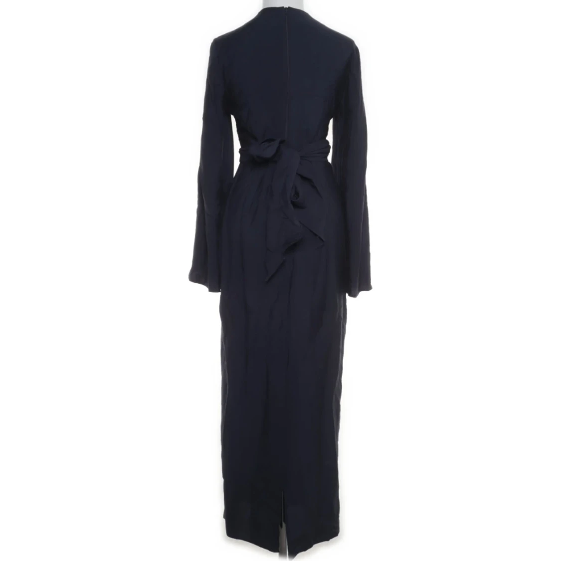 Marinblå omlottklänning med rosett - 1