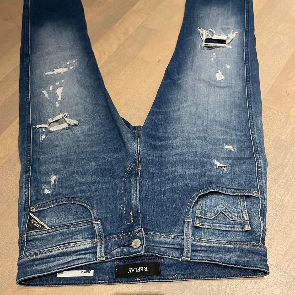 Replay Anbass blå jeans med slitningar - 1