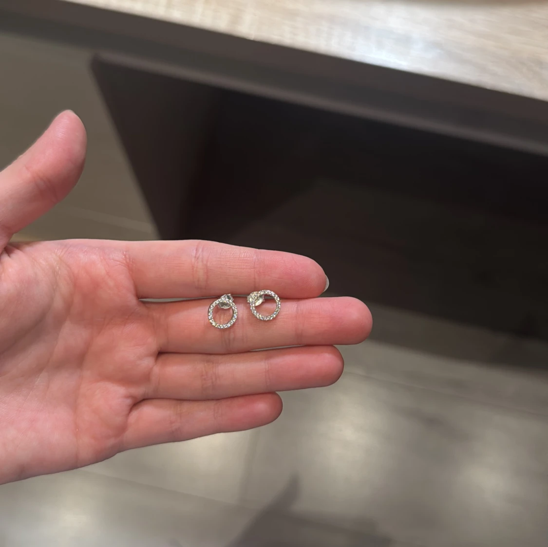 Glittriga cirkelformade örhängen i silver