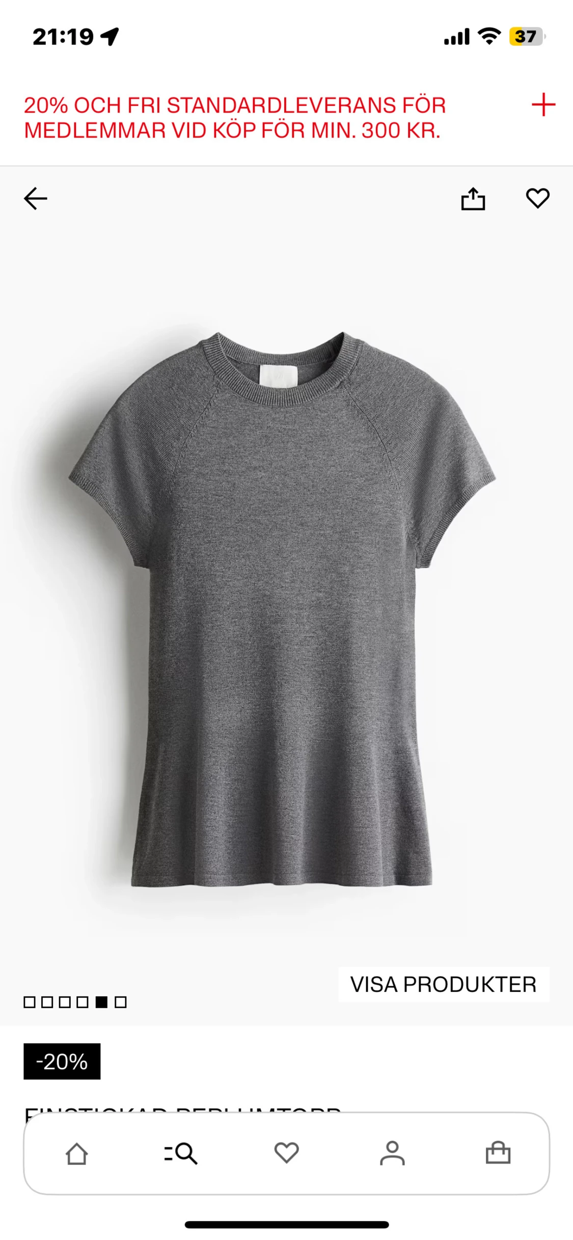 Gråmelerad stickad peplumtopp - 2