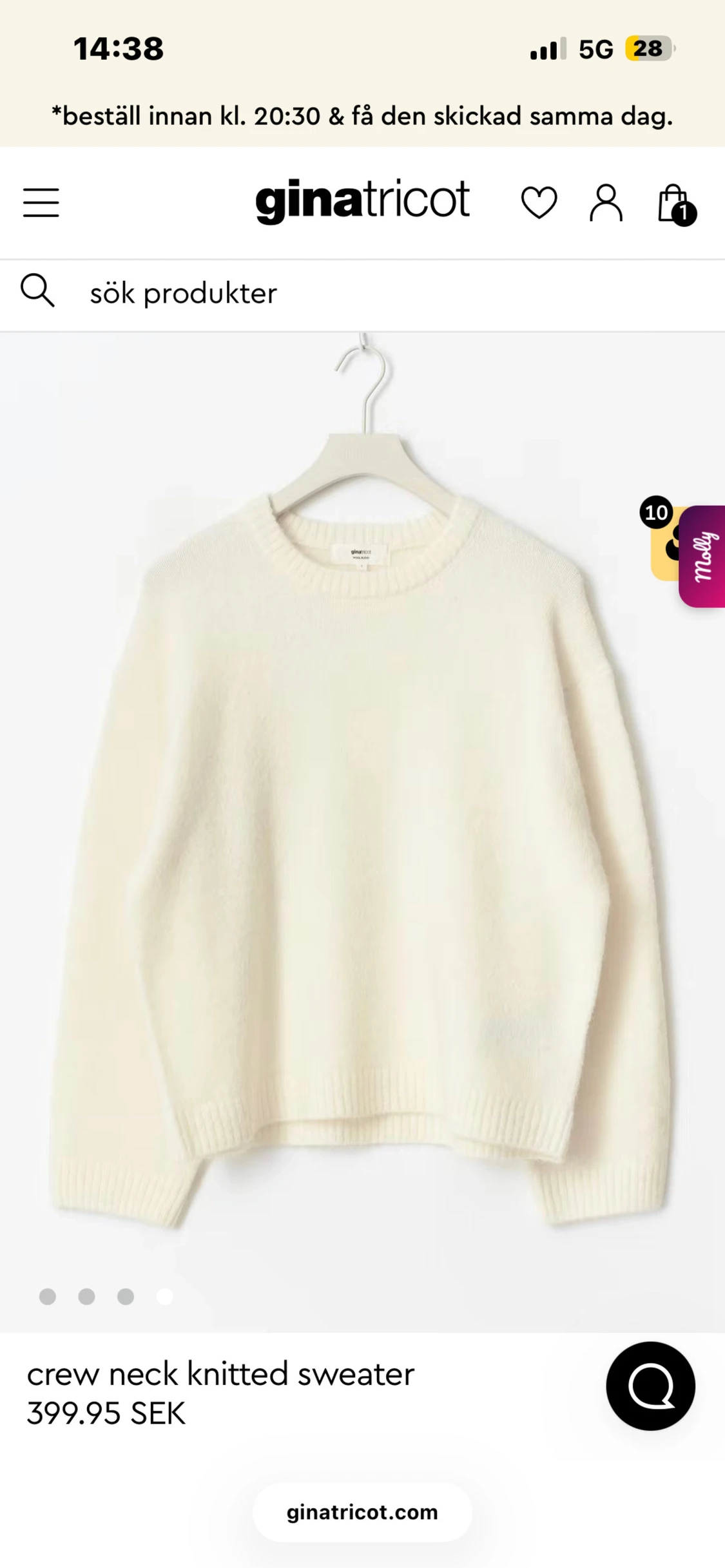 Vit stickad tröja från Gina Tricot