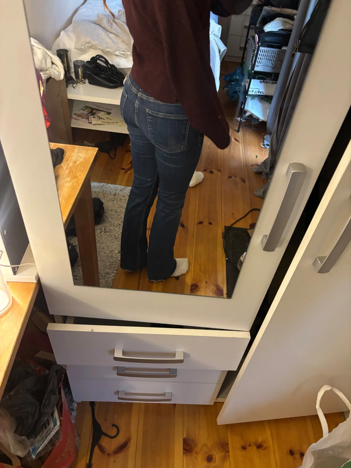 Blå bootcut jeans låg midja - 2