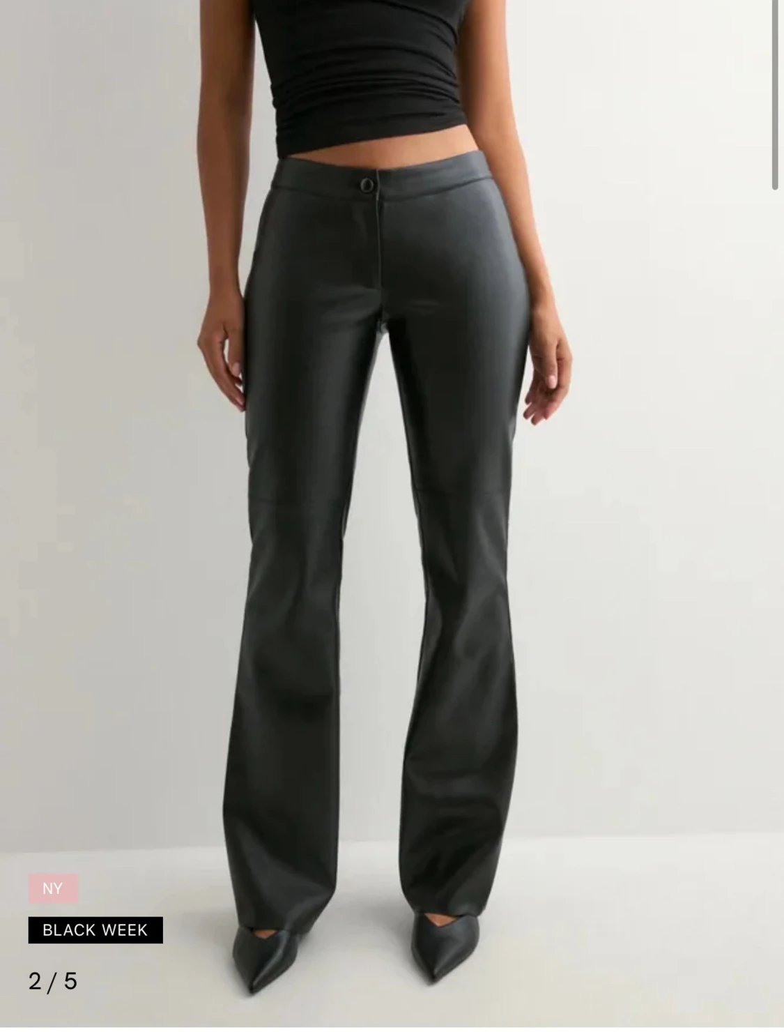 Svarta skinn  bootcut byxor  - 1