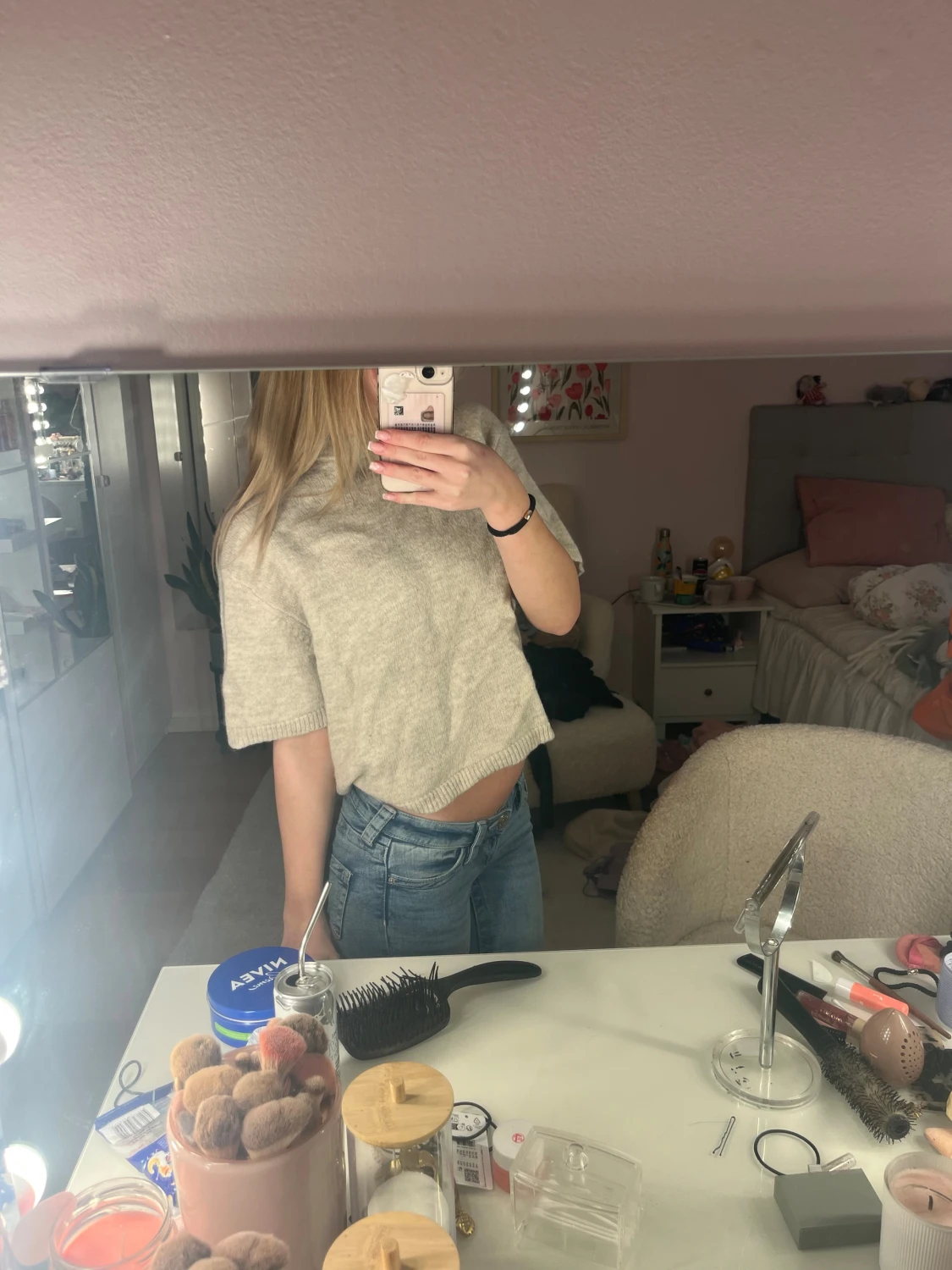 Beige stickad Tshirt 