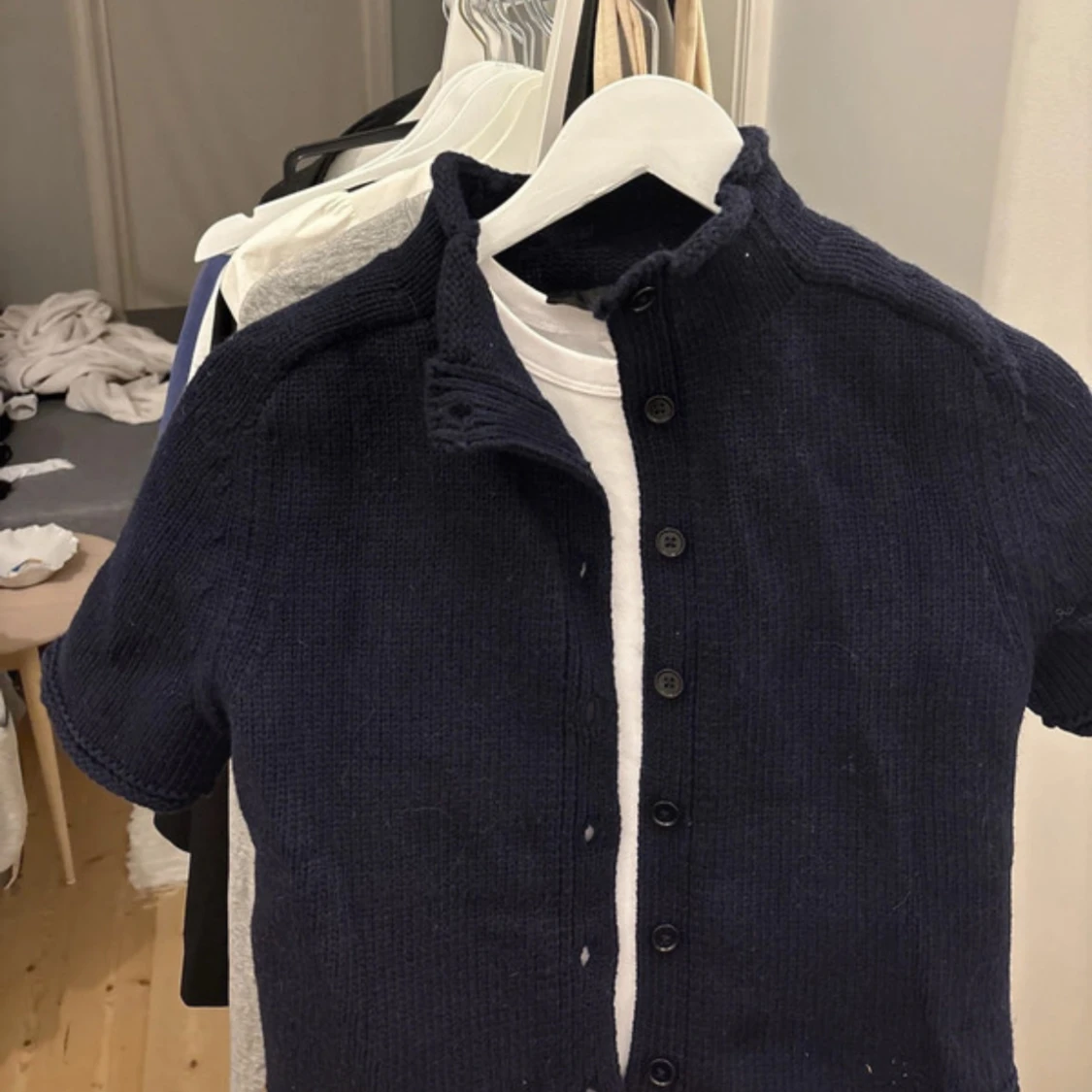 Mörkblå stickad kofta från Zara