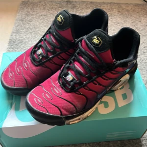 Nike Air Max Plus x Patta Barcelona - Unika Nike Air Max Plus i samarbete med Patta och FC Barcelona. Skorna har en vinröd och lila mesh-överdel med svarta detaljer, svarta snören och vågiga linjer. Sidoswoosh i blått och rosa, samt Barcelona-logga på snörningen. Snygg chunky sula med synliga Air-enheter.