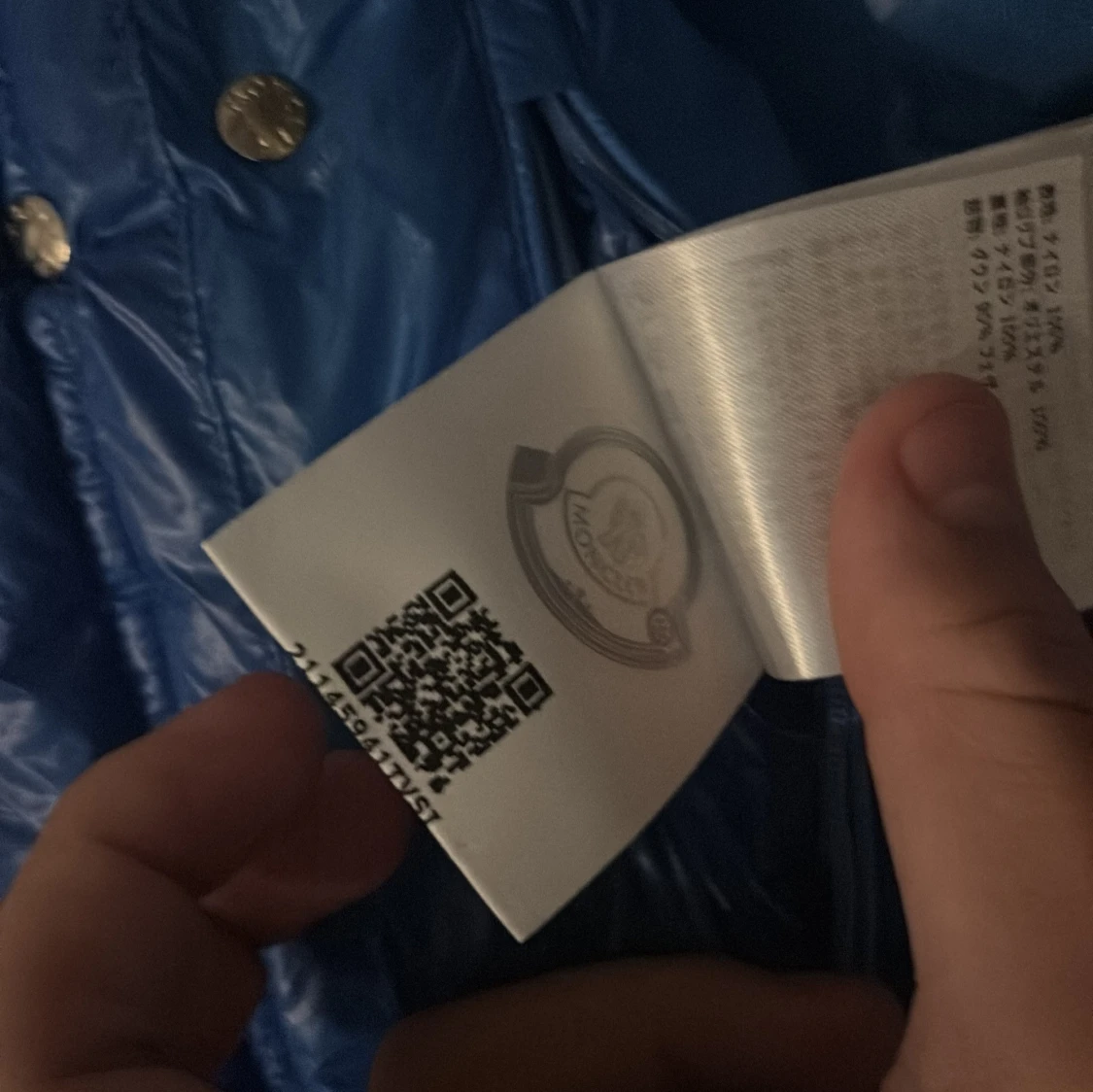 Blå Moncler dunjacka med logga - 4