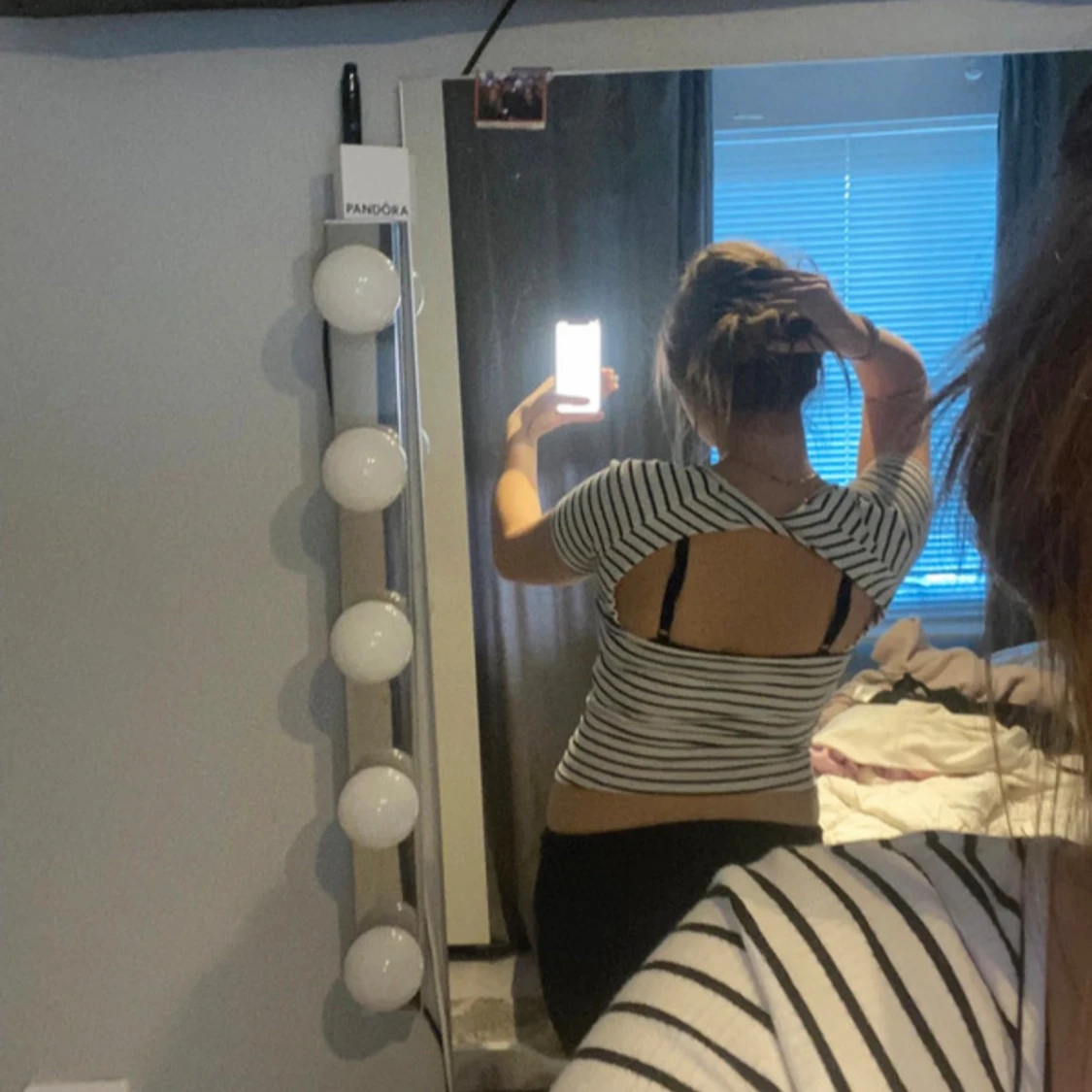 Randig ribbad topp med öppen rygg - 1