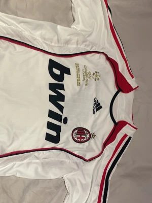 Kaka 2007 tröja - Bilderna visar en AC Milan fotbollströja med Kaka' 22 på ryggen, Adidas-logga och Champions League-detaljer. Ingen sko finns på bilderna.