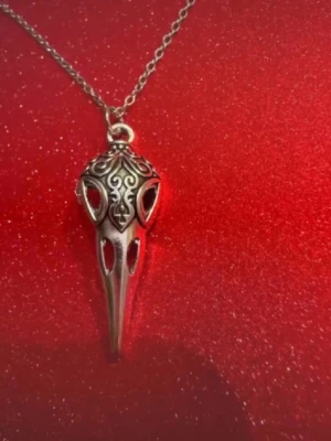 Halsband döskalle - Halsband skapat av mig och dottern.  Halsband som inte är i äkta silver/guld. Kedja är oftast 50cm men kan ibland komma i 45cm. Kedja är rostfritt stål, berlock oftast i zinklegering men kan även det i vissa fall vara rostfritt stål. Be gärna om mått på berlock om detta är viktigt då bilderna är missvisande när det gäller hur stora dom är! 🌹❤️  Allt är nytt även om de kan stå ”mycket bra skick” , detta mest för att Vinted inte ska fundera på varför jag bara har nya saker .  Bud accepteras inte 🥰🌹