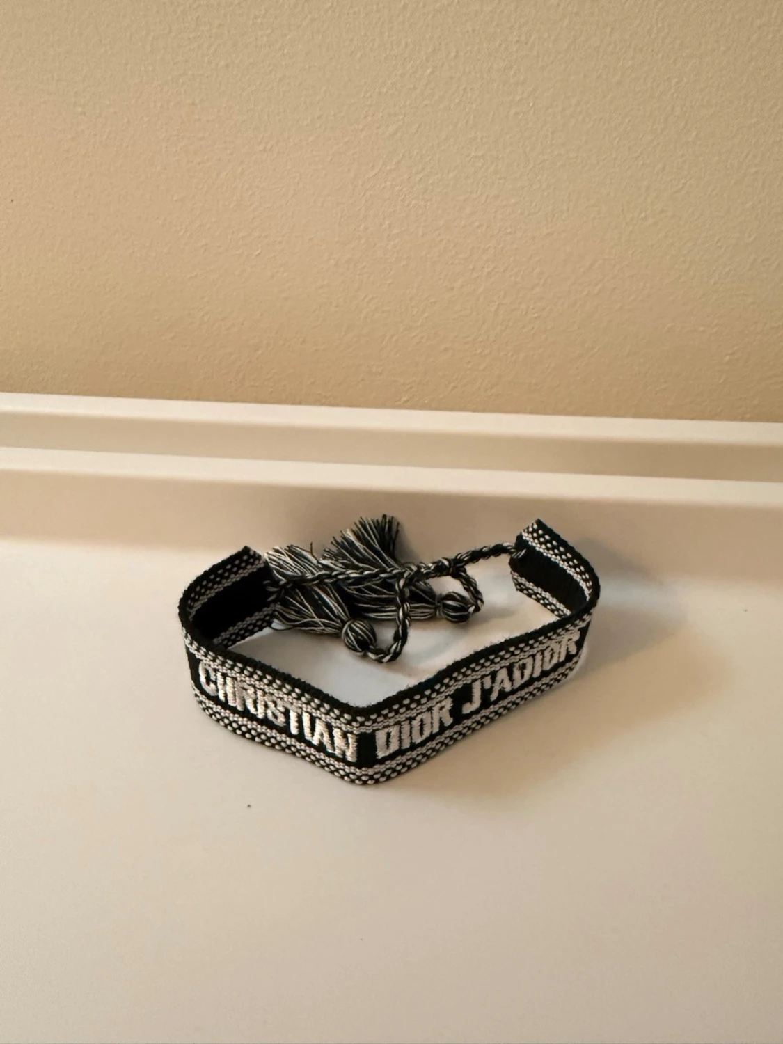 Christian Dior armband / dekorativt snöre – svart/grått, nytt - 1