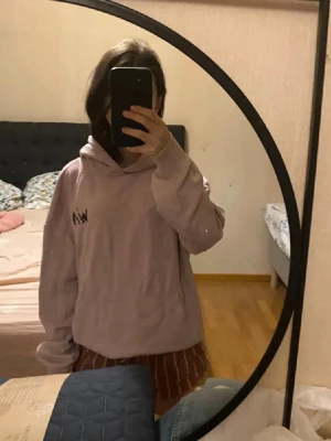 Hoodie - Säljer en ljusrosa hoodie från Stadium med tryck på baksidan. 