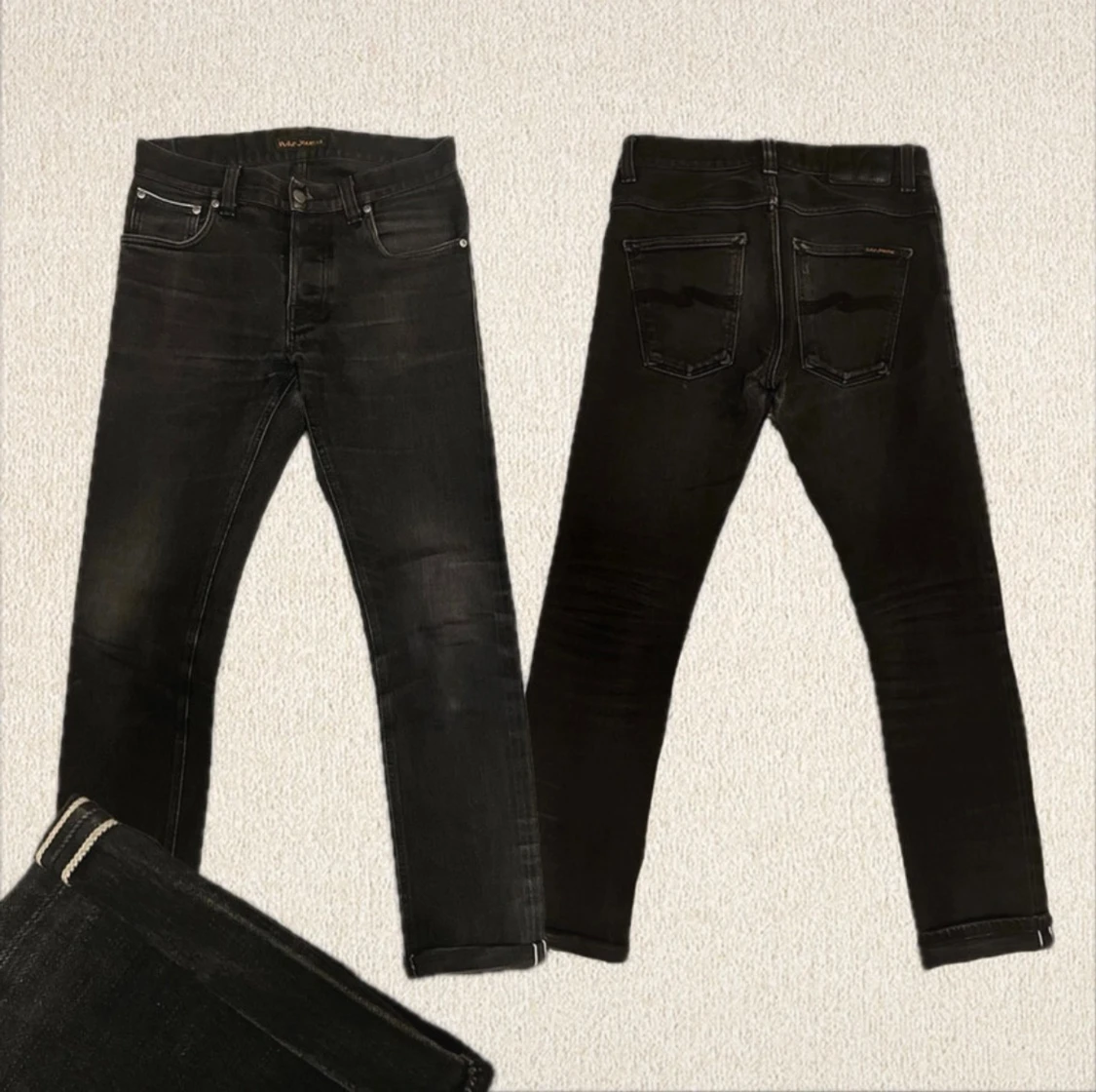 Svarta slim jeans från Nudie Jeans grim tim black selvage - 2