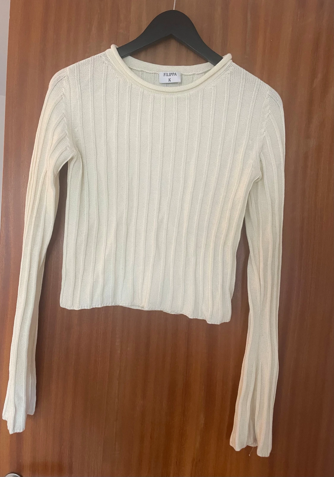 Vit ribbstickad tröja filippa K  - 1
