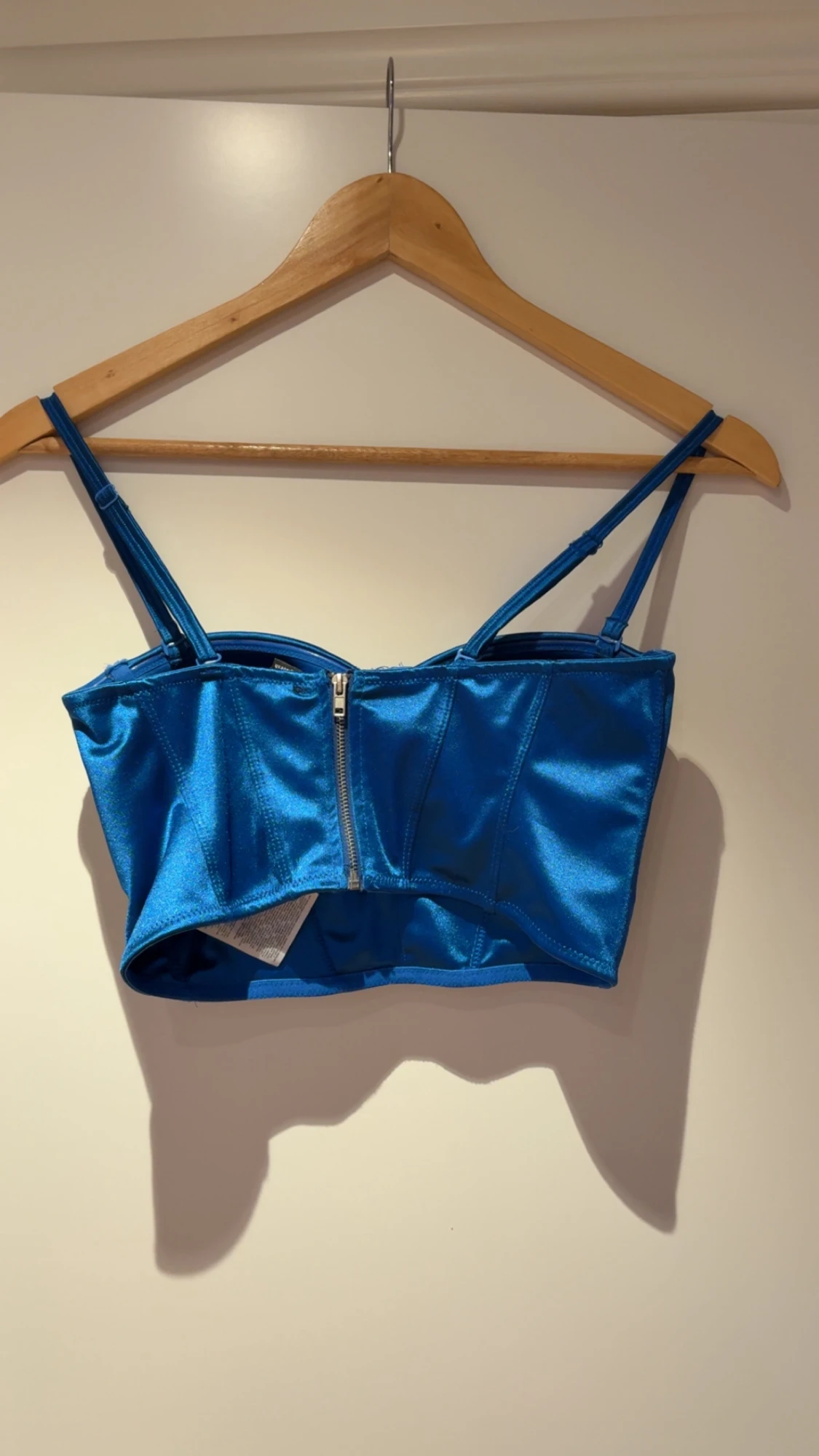 Blå satin korsett-topp med dragkedja - 1