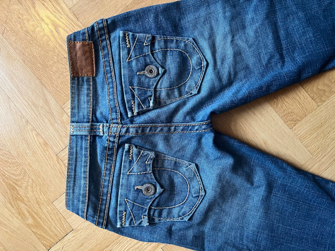 Vintage Lågmidjade true religion bruna/gula sömmar - 1