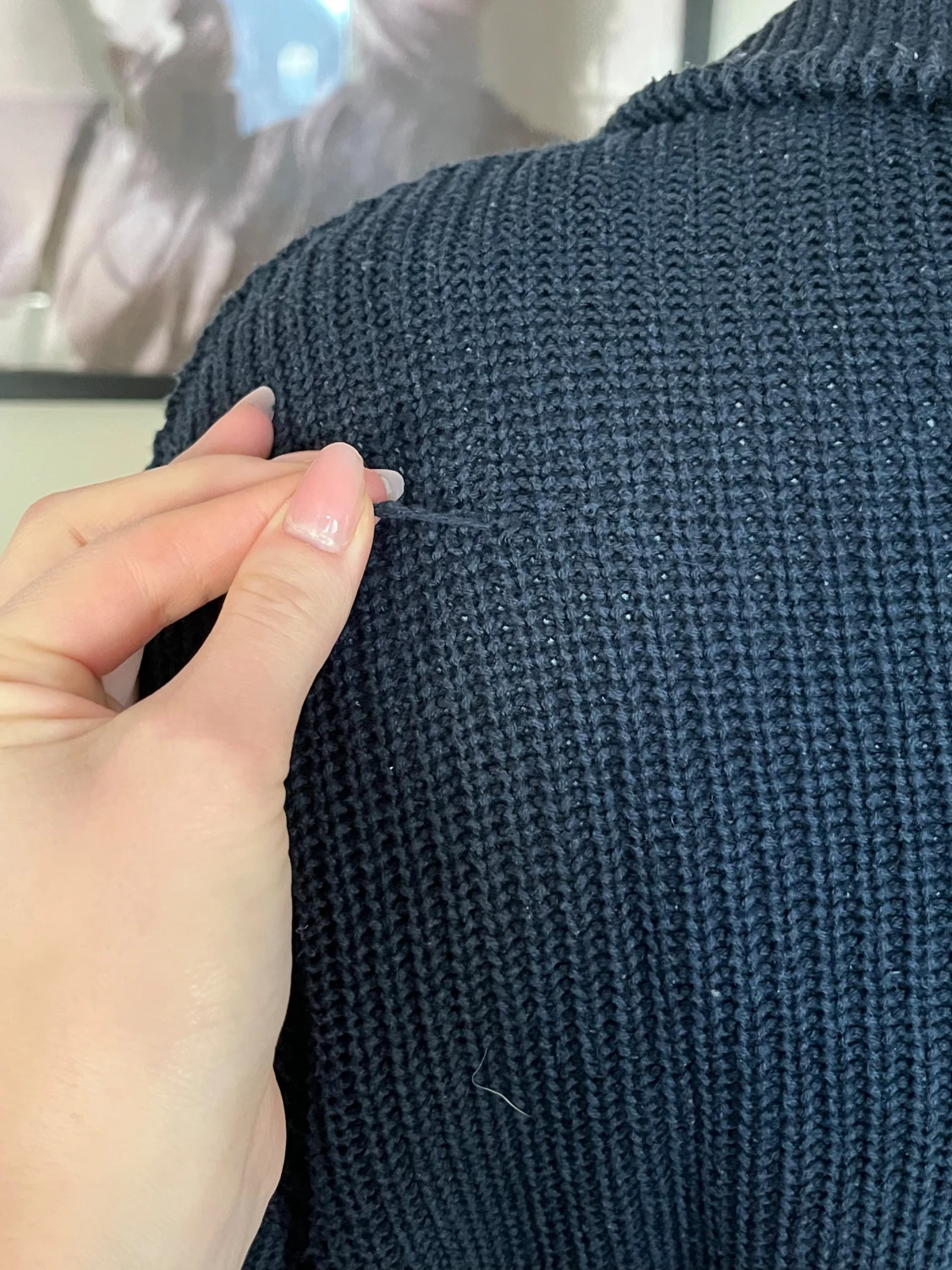 Svart stickad tröja med half zip - 1