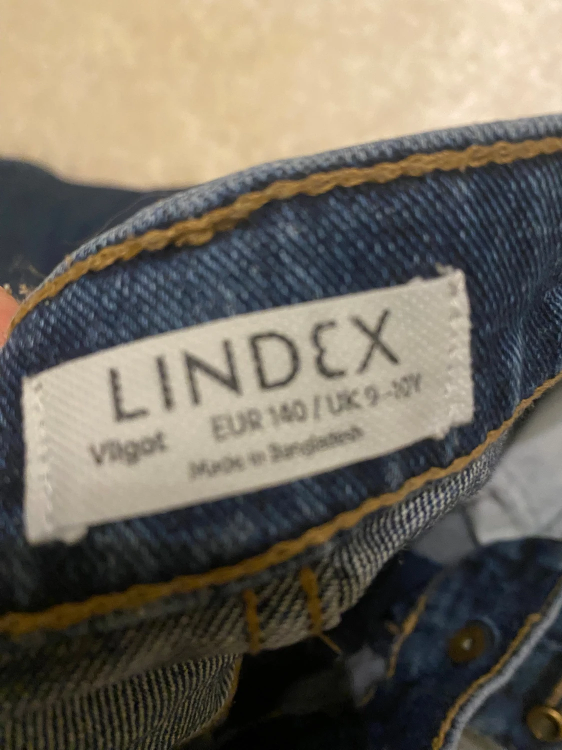 Blå jeansbyxor från Lindex, strl 140 - 2