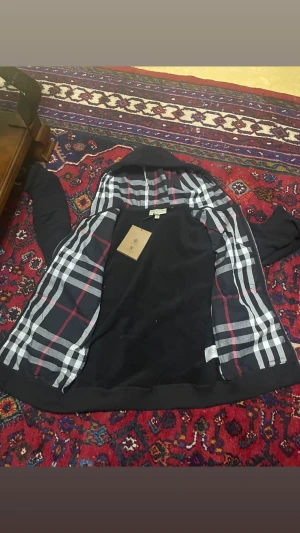 Svart Burberry hoodie med dragkedja - Burberry zip svart size L den var för liten. den passade inte mig har inte använt en enda gång väldigt fräsch och stilig darför måste ni vara snabba pris kan diskuteras!